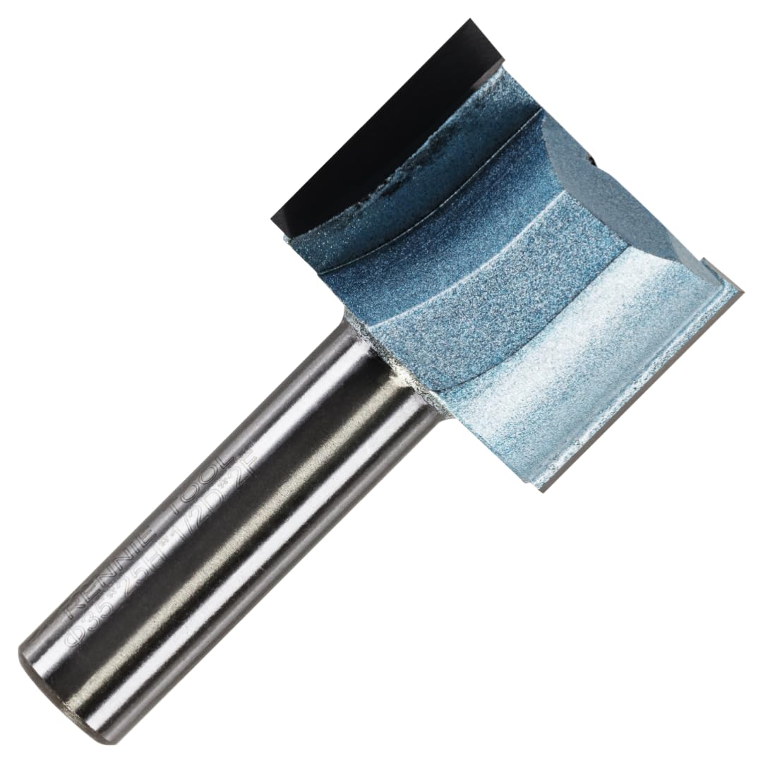 Rennie Tools - 35mm (1.3/8") Cutting Diameter x 25mm Flute x 1/2" Shank TCT Tipped 2 Flute Straight Router Cutter Bit. Compatible With Makita Trend Festool Hikoki Dewalt Router Etc. 35mm Router Bit