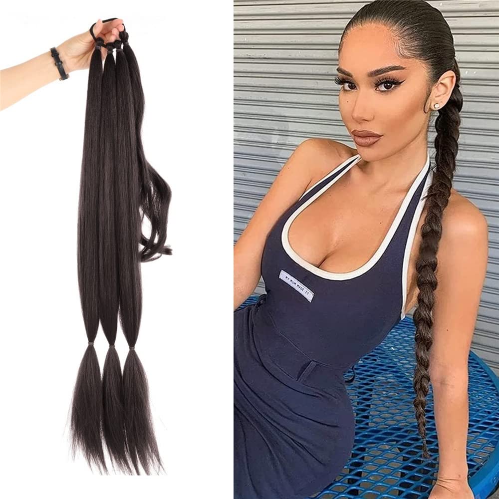 32" Long Braid Ponytail Hair extensions Wrap Around Pony Hair Pieces Drawstring Ponytail Clip In Braiding Pony Hairpiece for women girls (4#, 32INCH/80cm) โ image 1