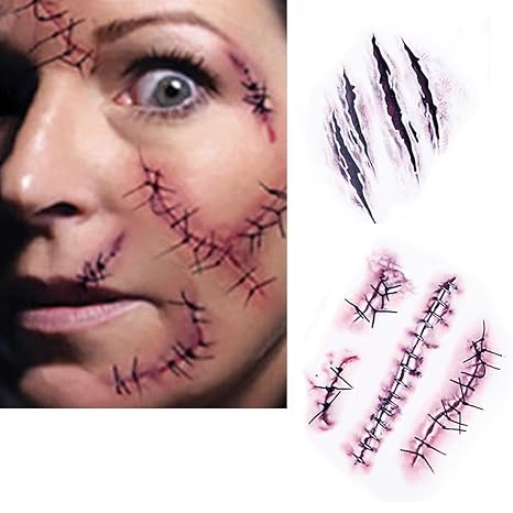 SA Halloween Zombie Narben Tattoos mit gefälschter Scab blut Scars Kostüm Makeup Aufkleber