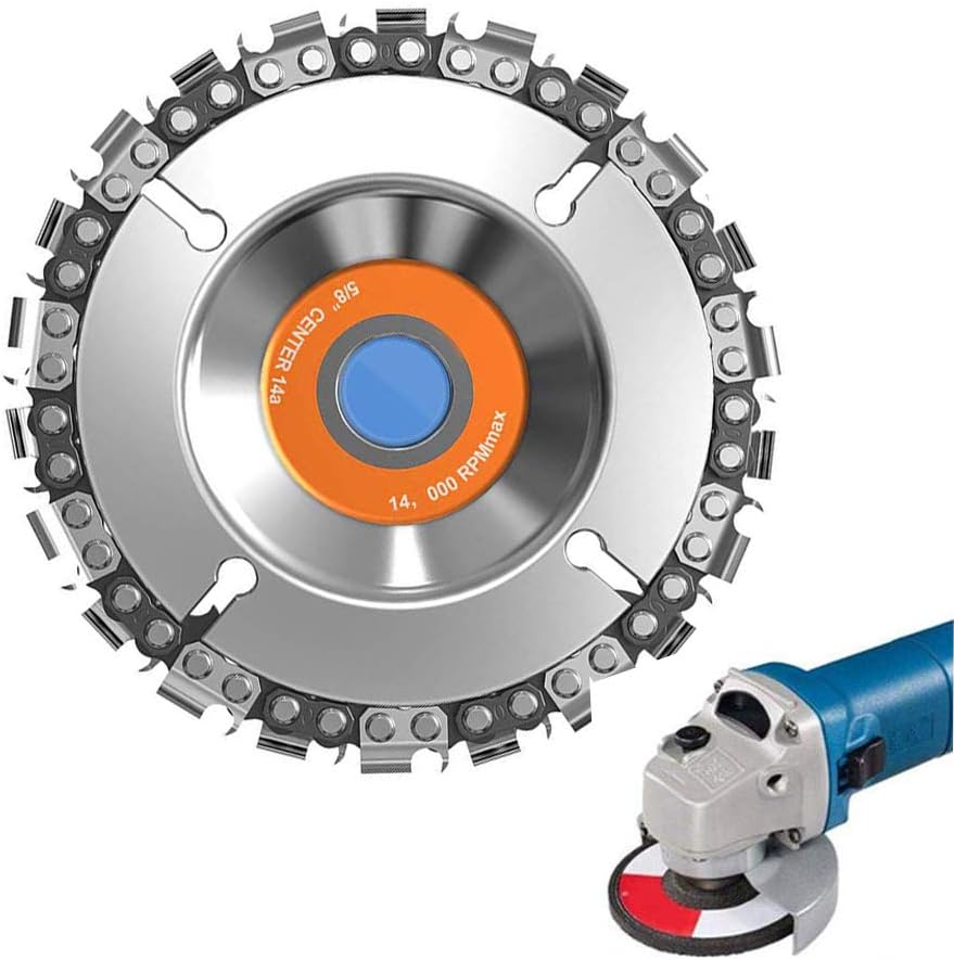 Wood Carving Disc,4 Inch Grinder Disc and Chain 22 Tooth Fine Cut Chain Set For Angle Grinder