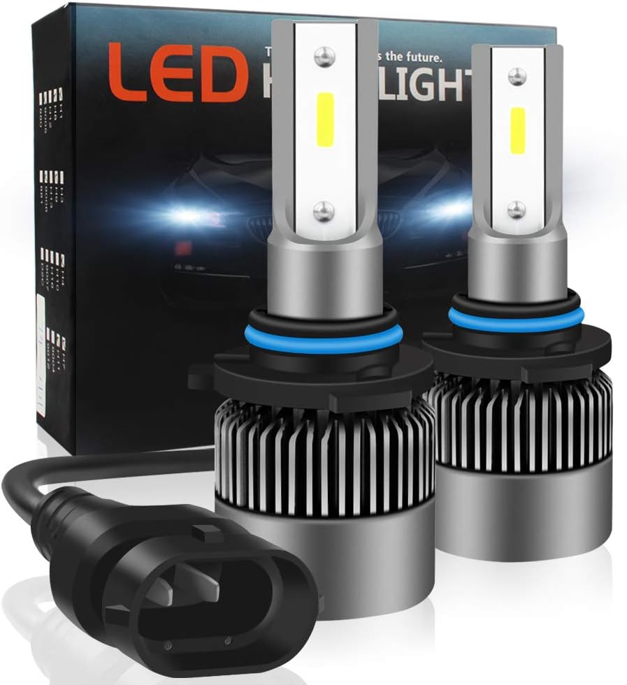 9005 9006 LED Headlight Bulbs, SJLED Automotive Car Headlight Bulbs Conversion Kit Super Bright COB Chip Headlamp 80W 8000LM/Set 6000K Cool White Low/High Beam Light Bulbs, DOT Approved