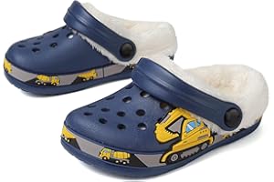 OHSNMAKSL Toddler Lined Clog Slippers Winter Garden Sandals Kids House Shoes Warm Slip On Sneakers Cartoon Slides for Boys and Girls Children Indoor Outdoor