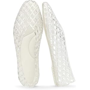 SOVANYOU Jelly Shoes for Women Mesh Ballet Flats Slip On Jelly Sandals