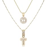 TANTIUE 14K Gold Plated Alphabet Necklace Cubic Zirconia Letter Pendant, Personalized Name Jewelry Gift for Women, Customizable A-Z, Birthday/Mothers Day Gifts for Womens