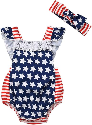 girls 4th of july romper