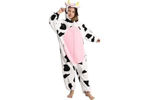 LONULAIN Unisex Kids Animal Oneise Pajamas, Boys Girls Flannel Hooded Halloween Cosplay Costume/Homewear/Sleepwear