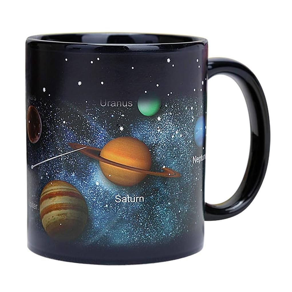 Aestm Cups Colour Changing Coffee Mug Drinking Cup Gifts Solar System Ceramic Heat Sensitive Mug Thermal Effect Coffee Cup 330 ml Starry Sky
