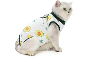 Kitipcoo Professional Surgery Recovery Suit for Cats Paste Cotton Breathable Surgery Suits for Abdominal Wounds and Skin Diseases for Cats Dogs, After Surgery Wear Suit (M (6-8 lbs), Avocado)