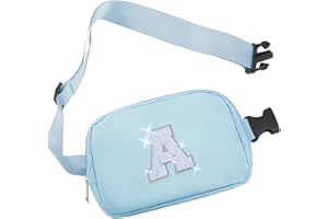 COSHAYSOO Blue Belt Bag Small Waist Fanny Pack Crossbody Trendy Initial Gift for 9 11 Year Old Teen Girl Birthday Women Cross Body Travel Everywhere Purse Easter Christmas Preppy Presents Letter A