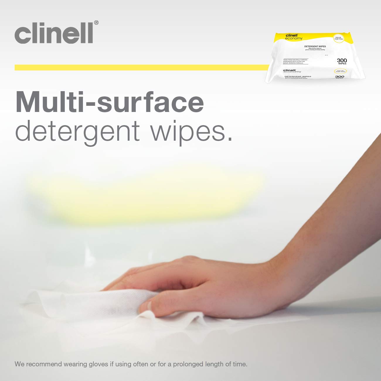 Clinell Detergent Wipes - Alcohol and Disinfectant Free - Multi-Surface for General Cleaning - Strong & Durable - Pack of 300 - Image 3