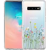 Unov Case for Galaxy S10 Case Clear with Design Soft TPU Shock Absorption Slim Embossed Floral Pattern Protective Back Cover for Galaxy S10 6.1in (Flower Bouquet)