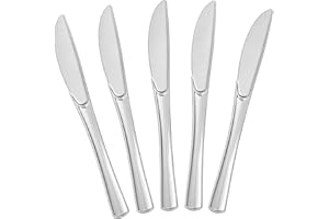 BESTVIP 100 Count Silver Plastic Knives, Solid and Durable Plastic Knives Disposable, Heavy Duty Look Like Real Cutlery, Utensils Perfect for Parties, Weddings, Christmas, Thanksgiving and Special Occasions