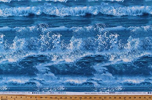 Cotton Life's a Beach Water Waves Splash Ocean Cotton Fabric Print by the Yard 5953-50