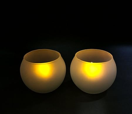 GOYAL Christmas Special candles Frosted Round Bowl Votive Tea Light Candle Holder 3 Inch with Tea Light