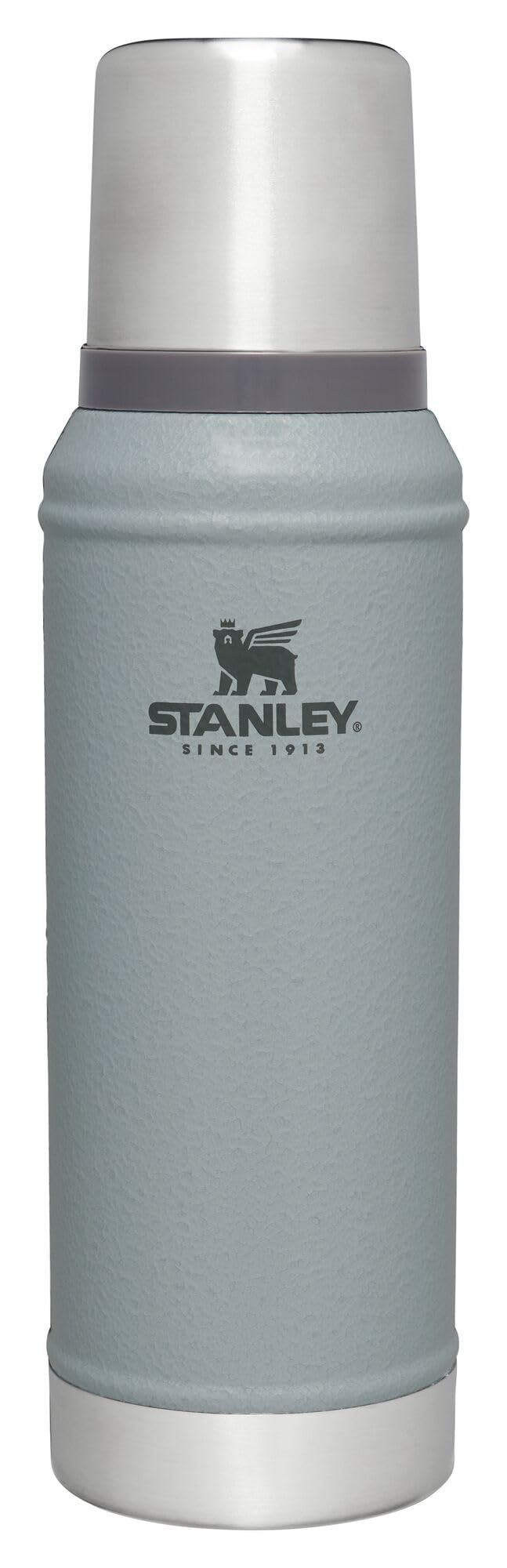 Stanley Classic Legendary Vacuum Bottle 1.0 qt | Wide Mouth with Leakproof Cup Lid | Keep Drinks Hot or Cold | Packable for Travel | Insulated Stainless Steel Thermos | BPA-Free | Hammertone Silver