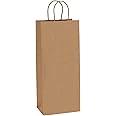 BagDream Kraft Paper Bags 5.25x3.25x13 Inches 50Pcs Wine Bags Paper Gift Bags Kraft Bags Retail Bags Brown Paper Wine Bags with Handles Bulk