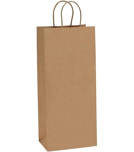 Kraft Bags - Premium White Single Wine Bottle Gift Bag - Black Ribbon Handles - View #6