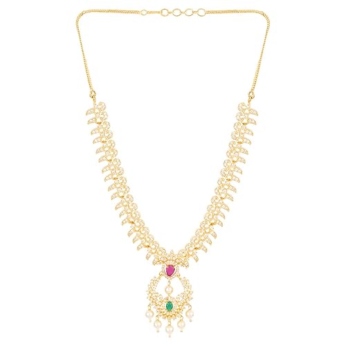 CZ Gold Studded Brass Necklace Set Jewelry, Girl, Women, Mother, Sister, Girlfriend