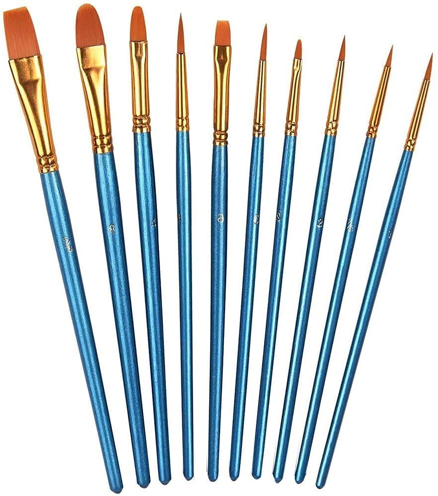 myzon PAVITR Shop Artist Paint Brush Set, 10pcs Round Pointed Tip Nylon