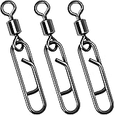 Dr.Fish Fishing Clips with Swivels, Speed Power Clips with Barrel Swivels Quick Change Lure Snap Swivels Fishing Tackle Leader Line Connector for Freshwater & Saltwater