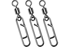 Dr.Fish 20 Pack Clips Swivels, Fishing Speed Power Clips with Barrel Swivels Quick Change Topwater Lure Snap Swivels Fishing 