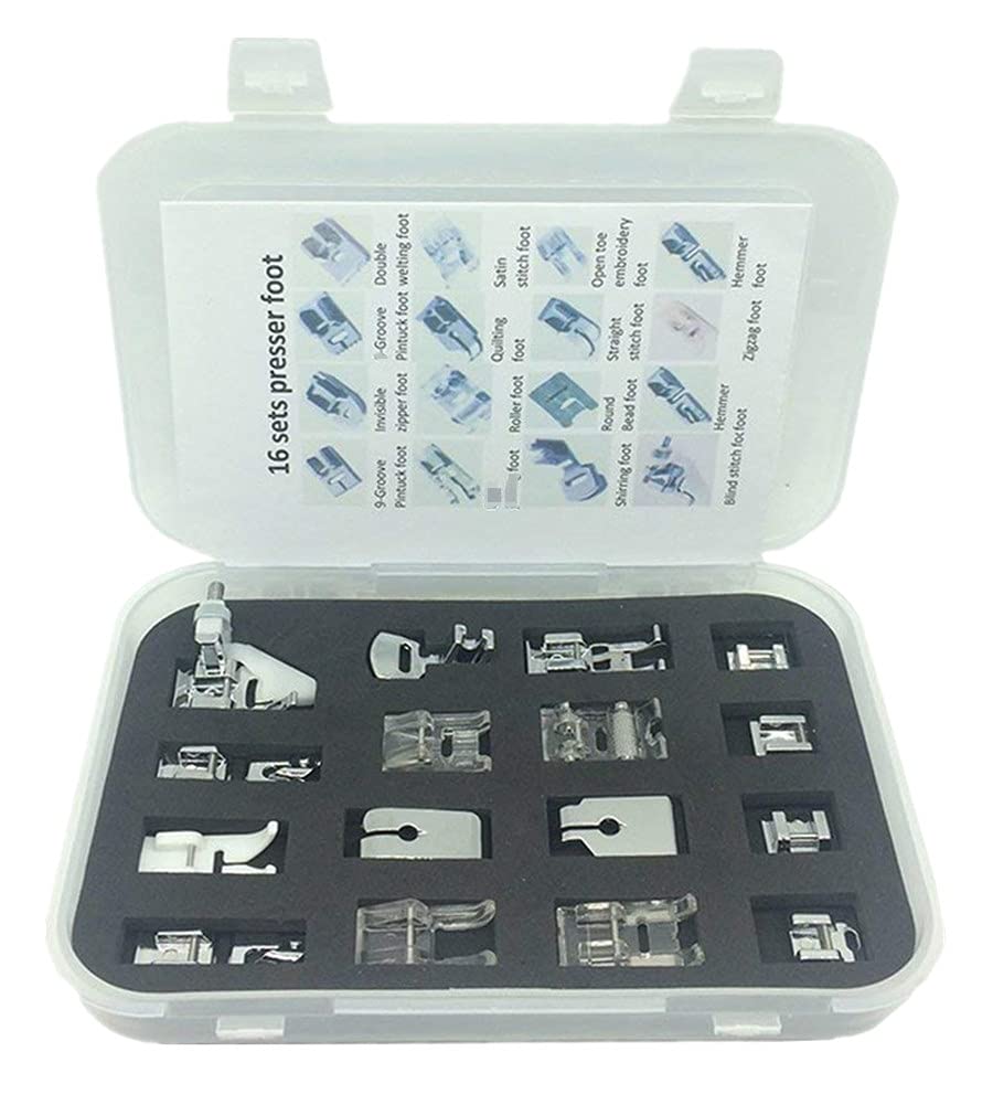 Youngine 16pcs Professional Sewing Machine Presser Feet Kit Multifunction Hem Foot Spare Parts Accessories for Low Shank, Brother, Singer, Janome, Viking, Toyota, Simplicity, Kenmore
