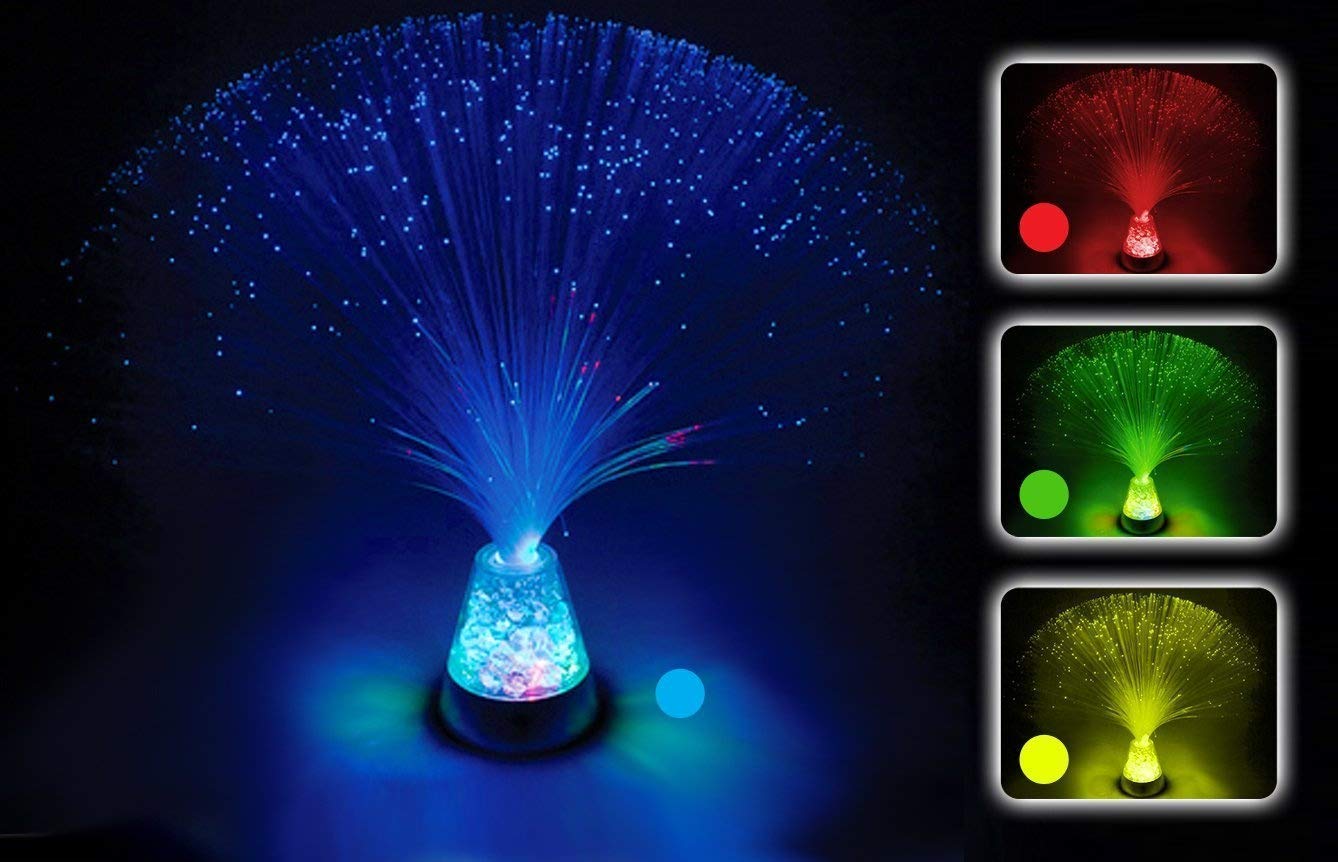 PlayLearn Fiber Optic Lamp Colour Changing Crystal Base - 4 Colours - 13 Inch Mood Novelty Lamp