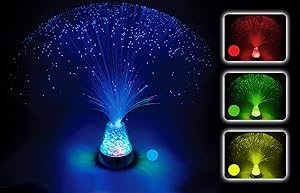 PlayLearn Fiber Optic Lamp Colour Changing Crystal Base - 4 Colours - 13 Inch Mood Novelty Lamp