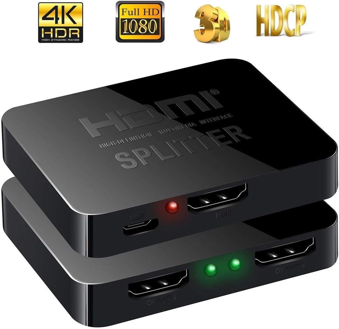 HDMI Splitter 1 in 2 Out, 4K HDMI Splitter for Dual Monitors, HDMI ...
