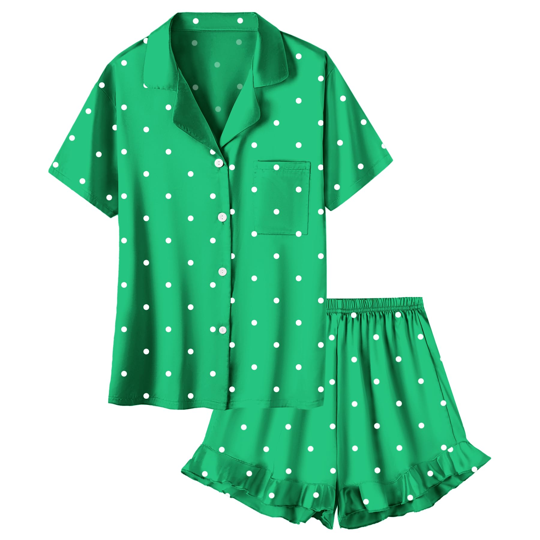 Umeyda Girls Satin Silky Collar V Neck Ruffle Short