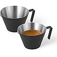 MHW-3BOMBER Espresso Measuring Cup 2 Pack Double Shot Espresso Cups Stainless Steel Coffee Bean Dosing Cup Espresso Machine Accessories (Matte Black) G6197B-OS