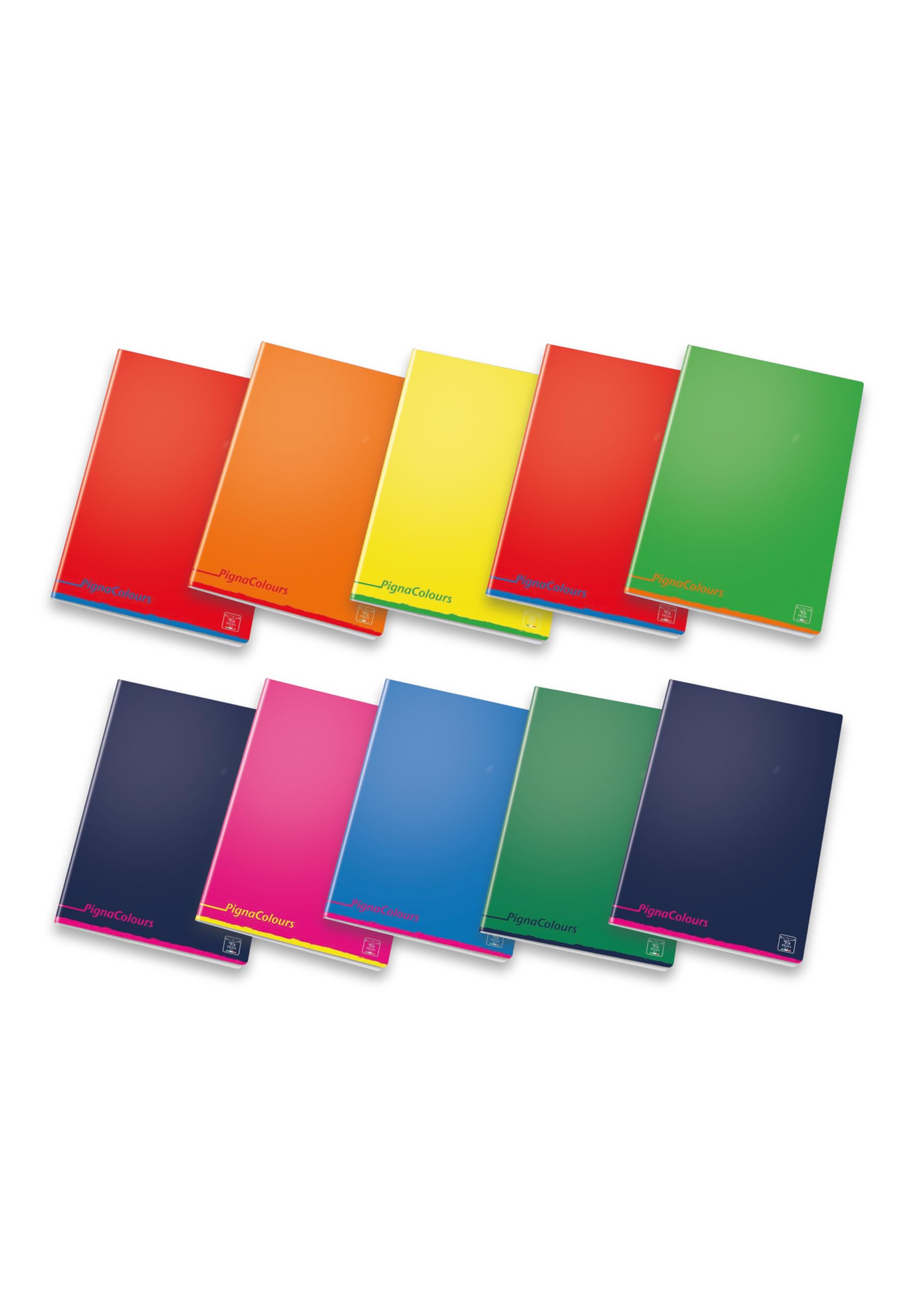 Pigna, PignaColours A5 Notebooks, 4M Interior, 4 mm Square, Without Margin, 80 g, Assorted Covers, 10
