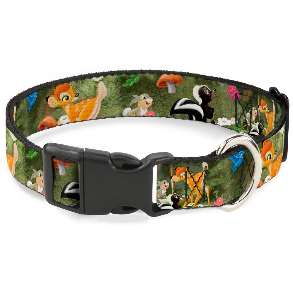 Buckle Down Bambi & Friends Scene Plastic Clip Collar, Small/9-15