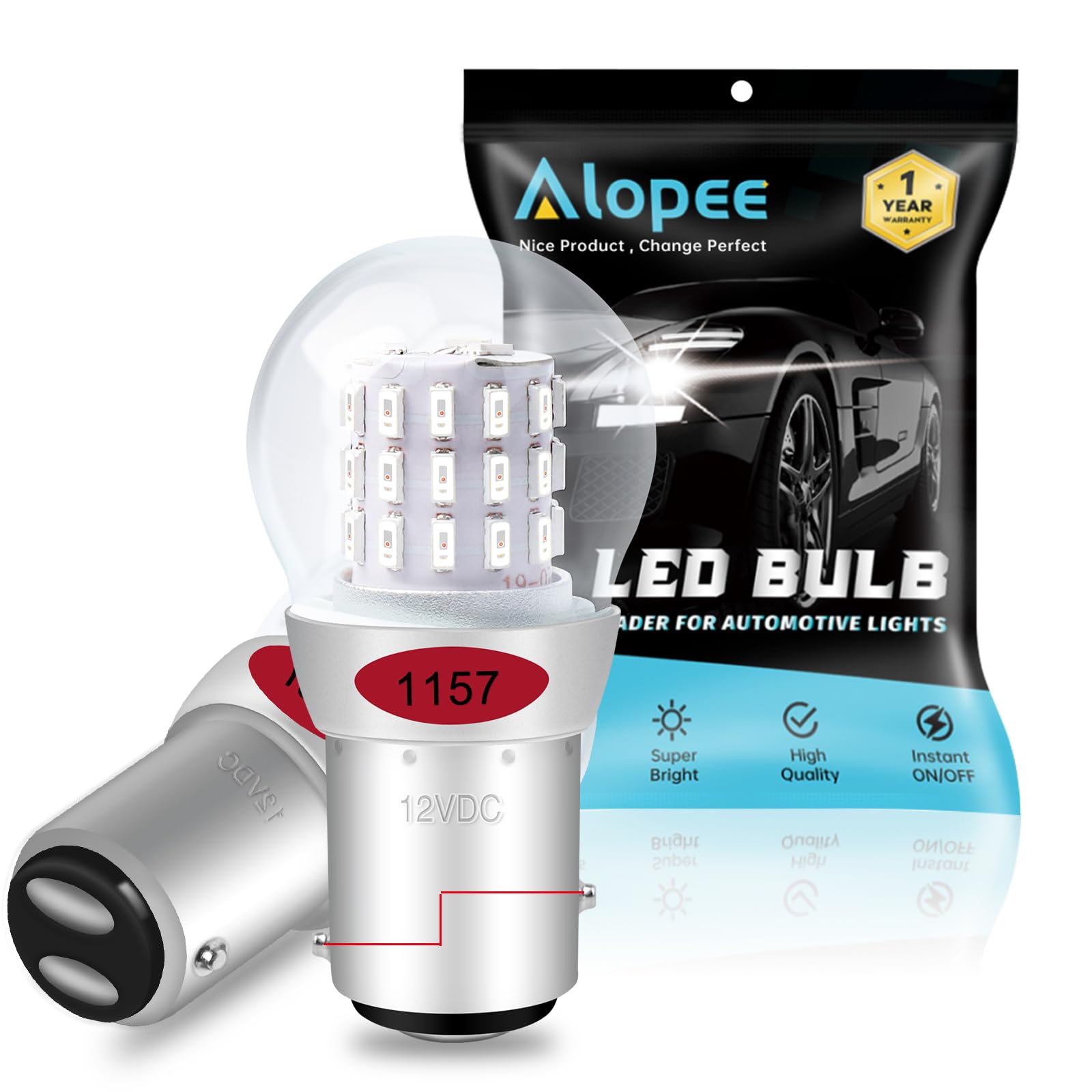 Alopee P21/5W 1157 BAY15D Led Brake Stop & Tail Light Car Bulbs Red 2057 2357 7528 39 Pcs 3014 Chipset 12V LED Bulb for Rear Stop Light Brake Tail Position Bulbs