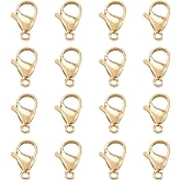 Pandahall 100Pcs Stainless Steel Lobster Claw Clasps Real 24K Gold Plated Jewelry Clasps 15x9x4mm Gold Filled Clasps for Bracelet Necklace Jewelry Making