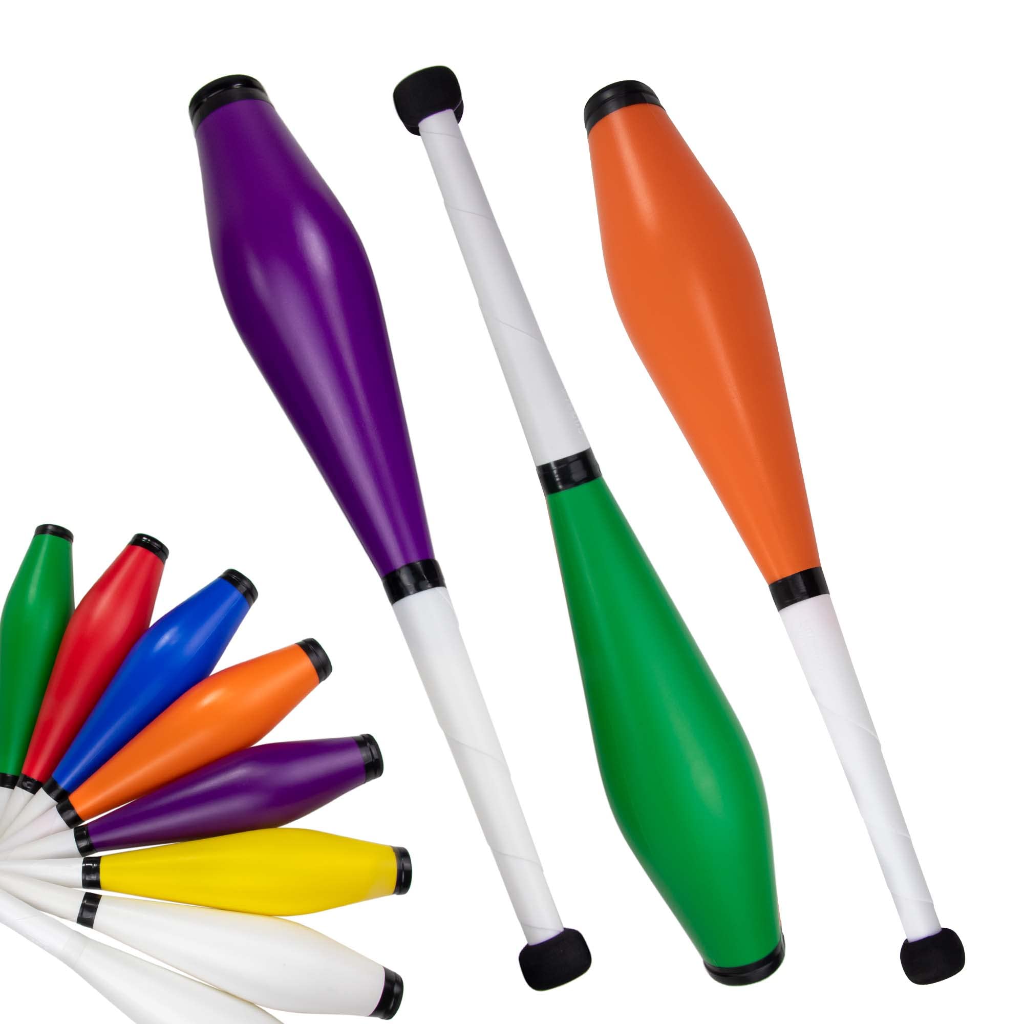 Juggle Dream Trainer Street Juggling Club Set of 3 Great Trainer Clubs - Juggling Set for Beginners and Advanced Jugglers (Green, Orange, Purple)