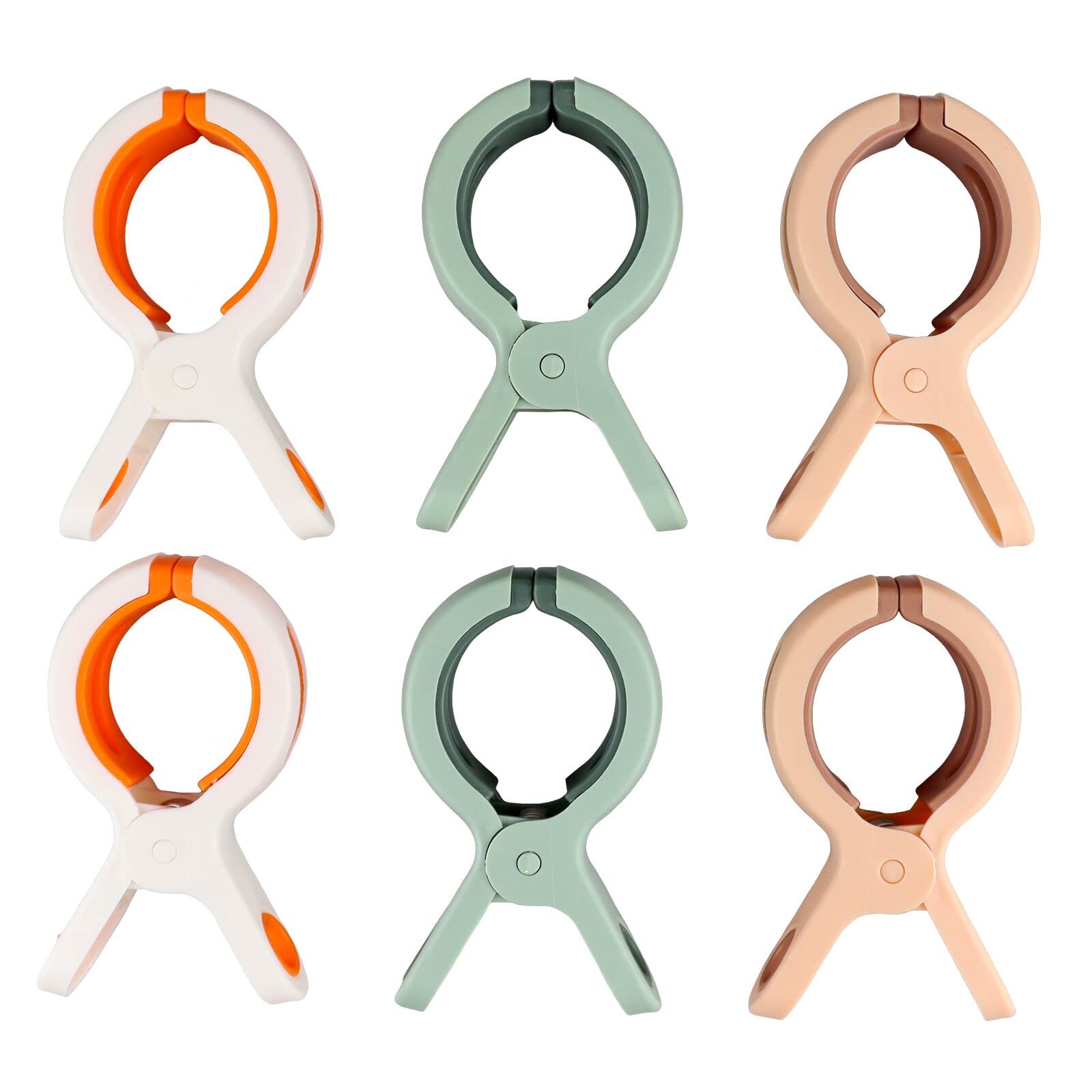Tsyoow Big Clothes Pegs - Windproof Clothespins for Washing Line, Large Opening for Thick Laundry, Assorted Colors (Pack of 6)