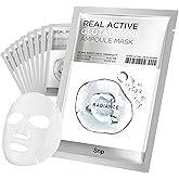 SNP Real Active Glutathione Ampoule Sheet Mask | Vegan Face Mask with Glutathione & Niacinamide | Revitalizing and Balancing for All Skin Types | Korean Face Masks Skincare | 10 Sheets