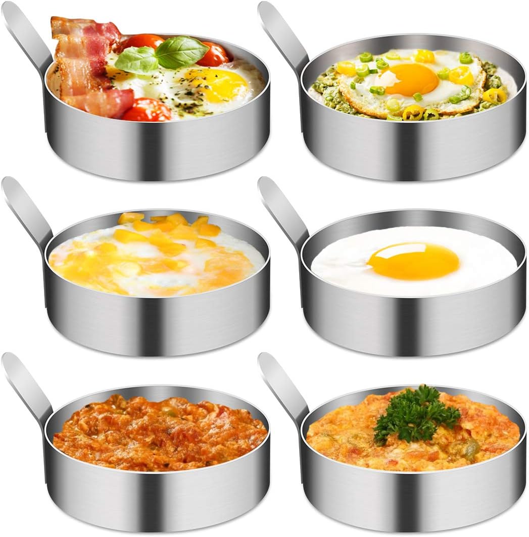 4/6 Pack Egg Ring, Egg Mold Ring Non Stick Stainless Steel 3Inch Egg Mold Egg Rings for Frying Eggs Pancake Sandwich Cooking Beefsteak Kitchen Gadgets for Breakfast