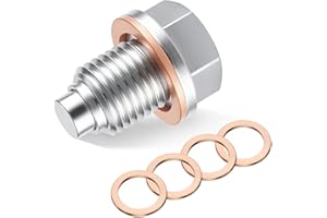 GaRhomxy M14x1.5 Magnetic Oil Drain Plug,Strong Magnetic Stainless Steel Oil Drain Nut Pan Bolt with 5PCS Copper Crush Washer Gasket to Prevent Leakage, Fits for Most Cars, Motorcycles, and Boats