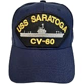 The Patriots Pride USS Saratoga CV-60 Ship Baseball Cap Hat Blue 6 Panel Strapback Embroidered Patch