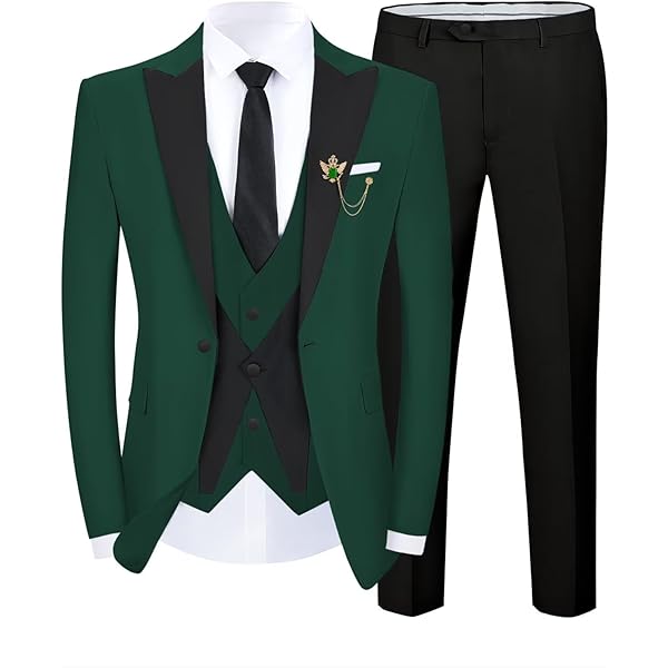 Wangyue Mens All Burgundy Tuxedo Suit Set 3 Piece Slim Fit All