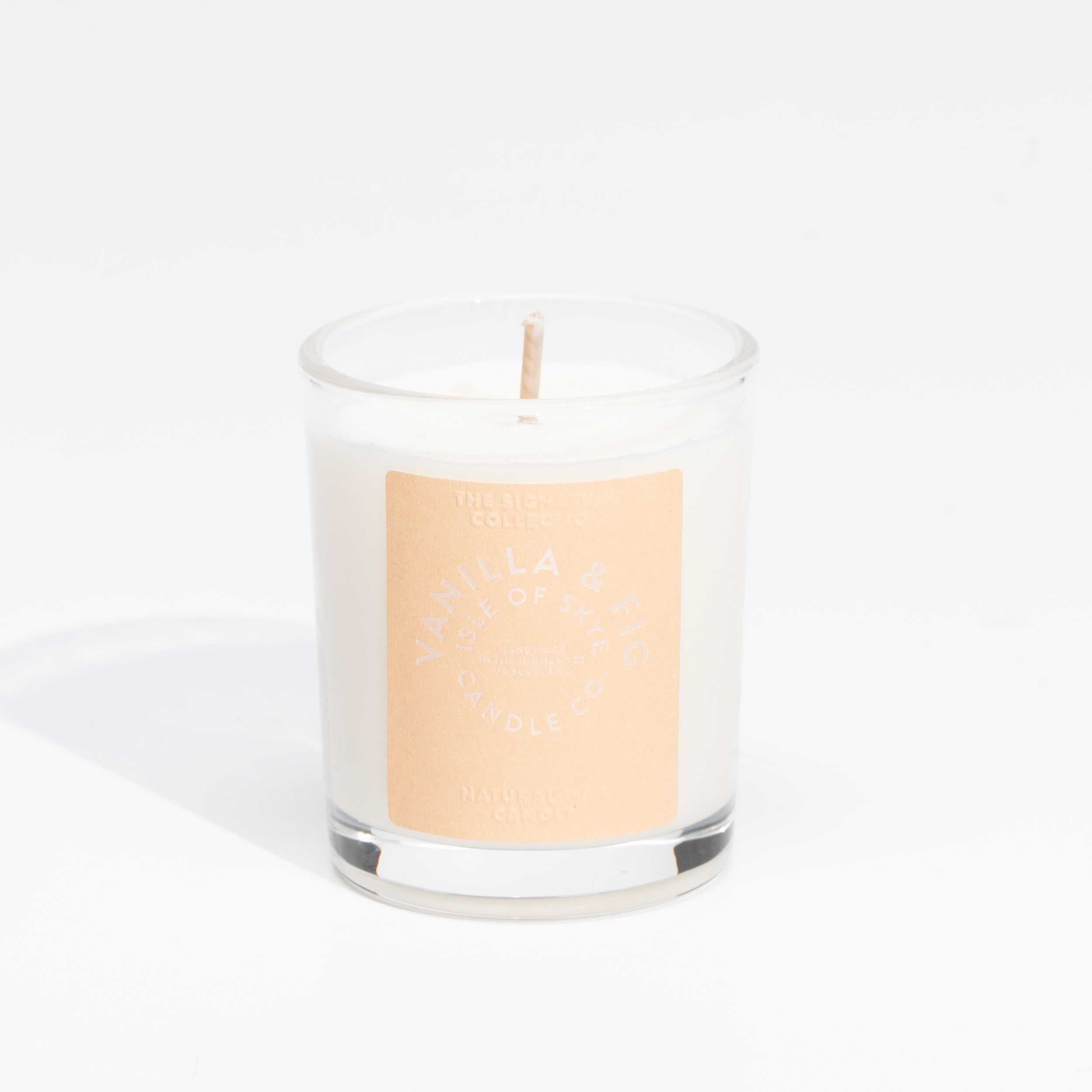 Isle of Skye Candle Company Vanilla & Fig Votive | Natural Soy Wax Candle | Handmade in Scotland | Premium Scented Candle | Perfect Sample Size | 20 Hours Burn Time