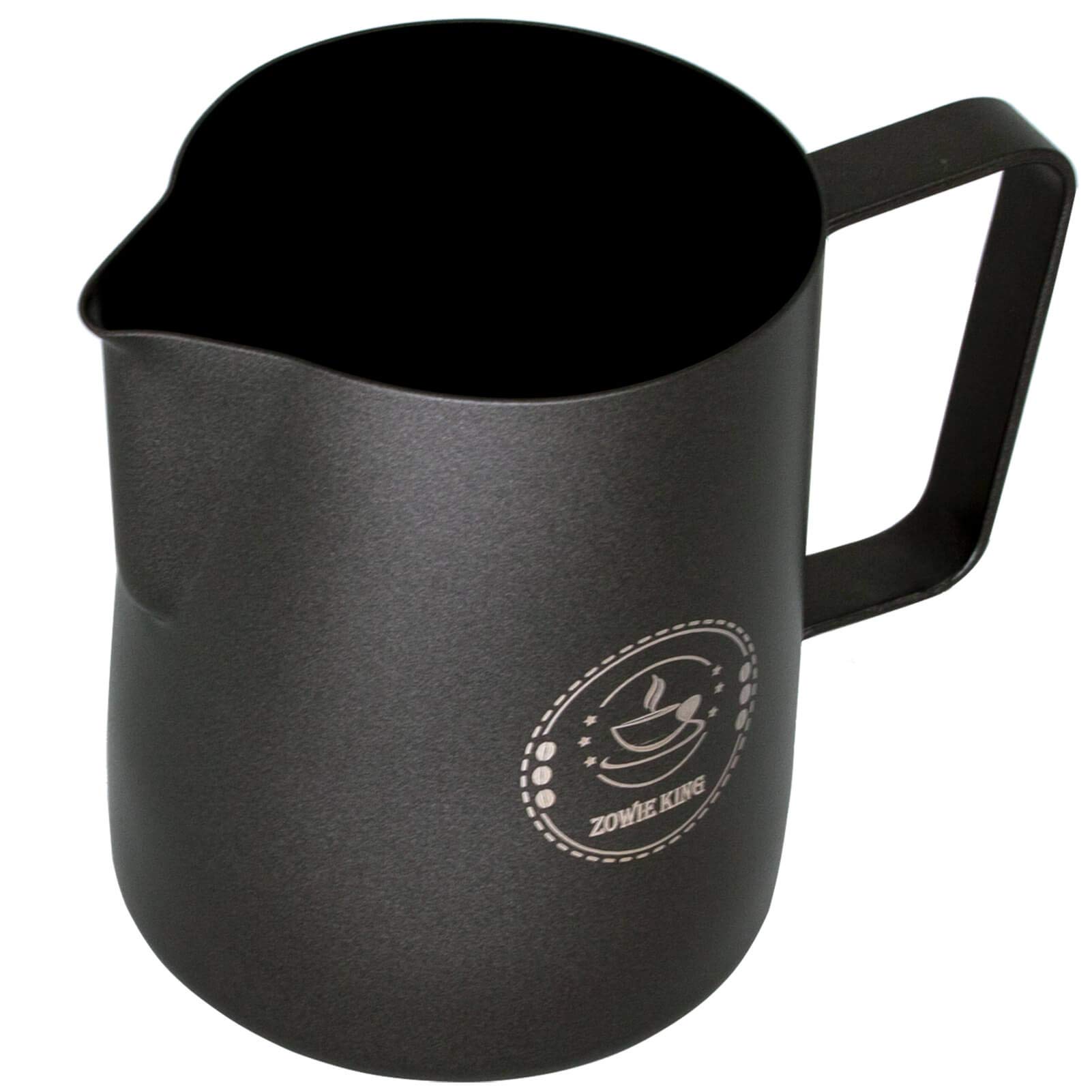 Stainless Steel Espresso Steaming Pitcher - 12oz Milk Frothing Jug for Cappuccino, Latte Art - Black