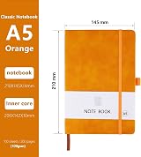 Lefute A5 Notebook 2 Pack 200 Pages 100 GSM Hardback with Pen Loop Elastic view 2