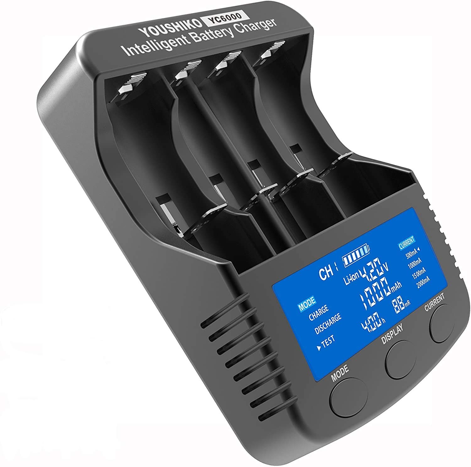 Youshiko YC6000 Professional Standard Super Fast Intelligent Battery Charger ( Official UK Version) for 3.7V Li-ion & 1.2V Ni-MH/CD rechargeable batteries AAA , AA , SC , C, D & USB Port