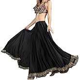 ROYAL SMEELA Belly Dance Skirt Belly Dancer Costumes for Women Satin Skirt Maxi Slit Flamenco Skirts Belly Dancing Outfit