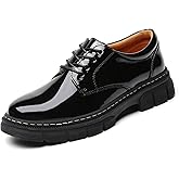 Womens Oxford Shoes Platform Classic Leather Non Slip Dressy Shoes Chunky Comfortable Business Shoes for Work Casual Office