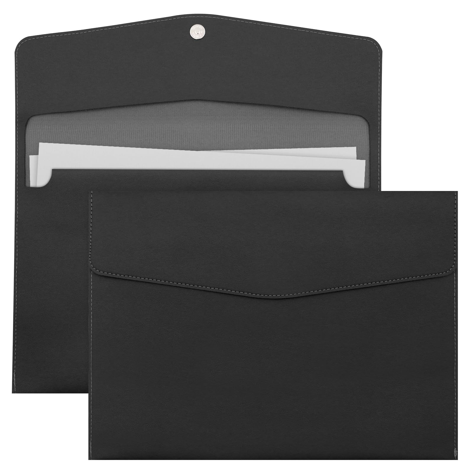A4 Document File Folder, New Soft Leather A4 Pocket Envelope Folder Wallets,Waterproof Expanding File Organizer Portfolio Storage,File Organizer (Black)