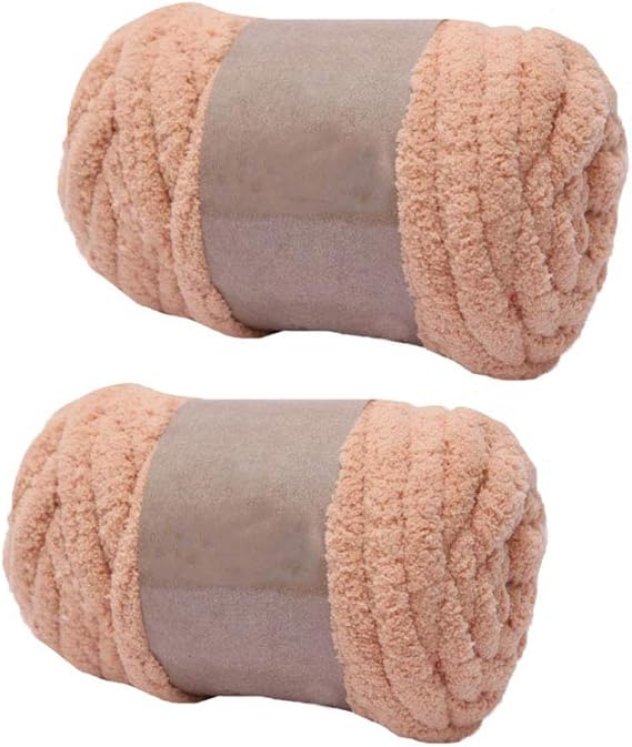 2Pack Bulky Super Chunky Chenille Yarn Arm Knitting Blanket Yarn Light